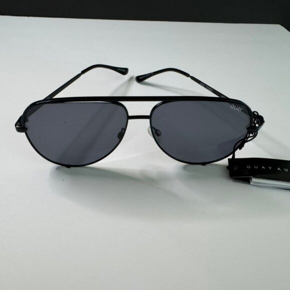 NWT QUAY Australia High Key Rimless Aviator Sunglasses, Black Frame #2015-151-CE - Picture 1 of 9